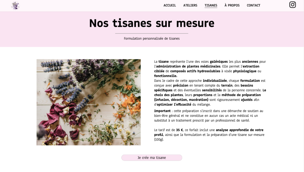 Foto Creazione siti web a Roma, per il sito "Simples et essentielles"