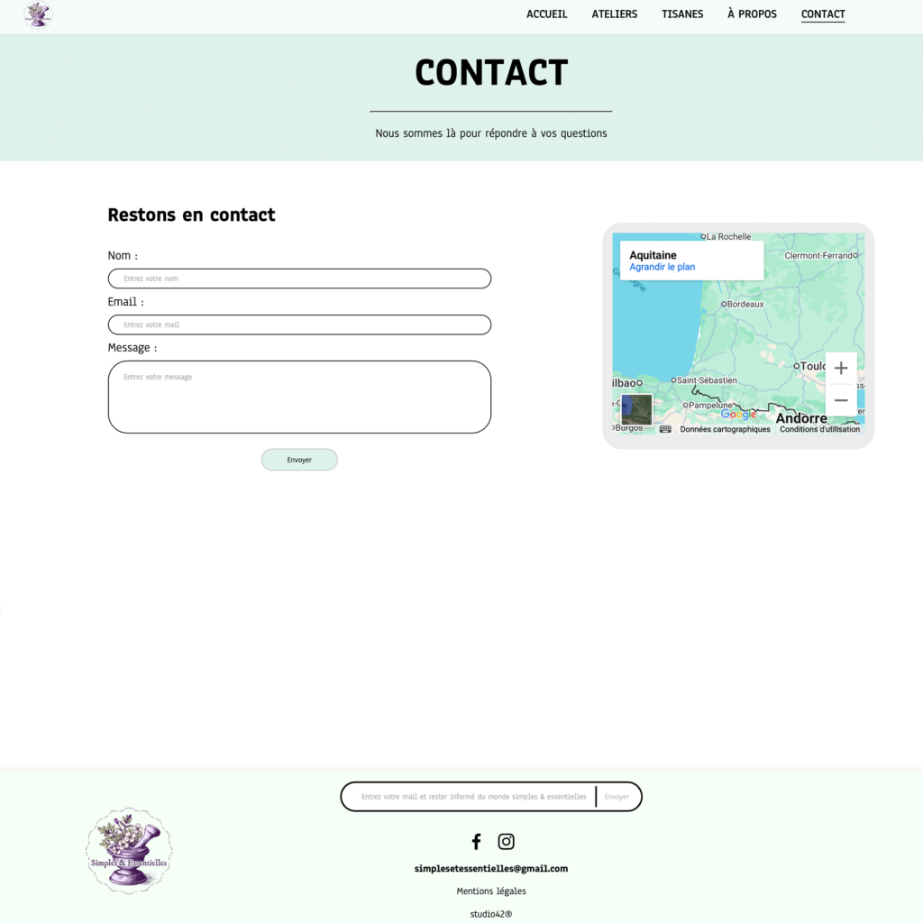 Foto Creazione siti web a Roma, per il sito "Simples et essentielles"